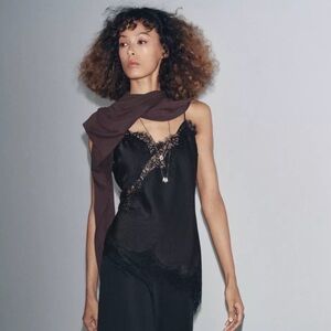 Zara Black Lace Camisole Detail Top